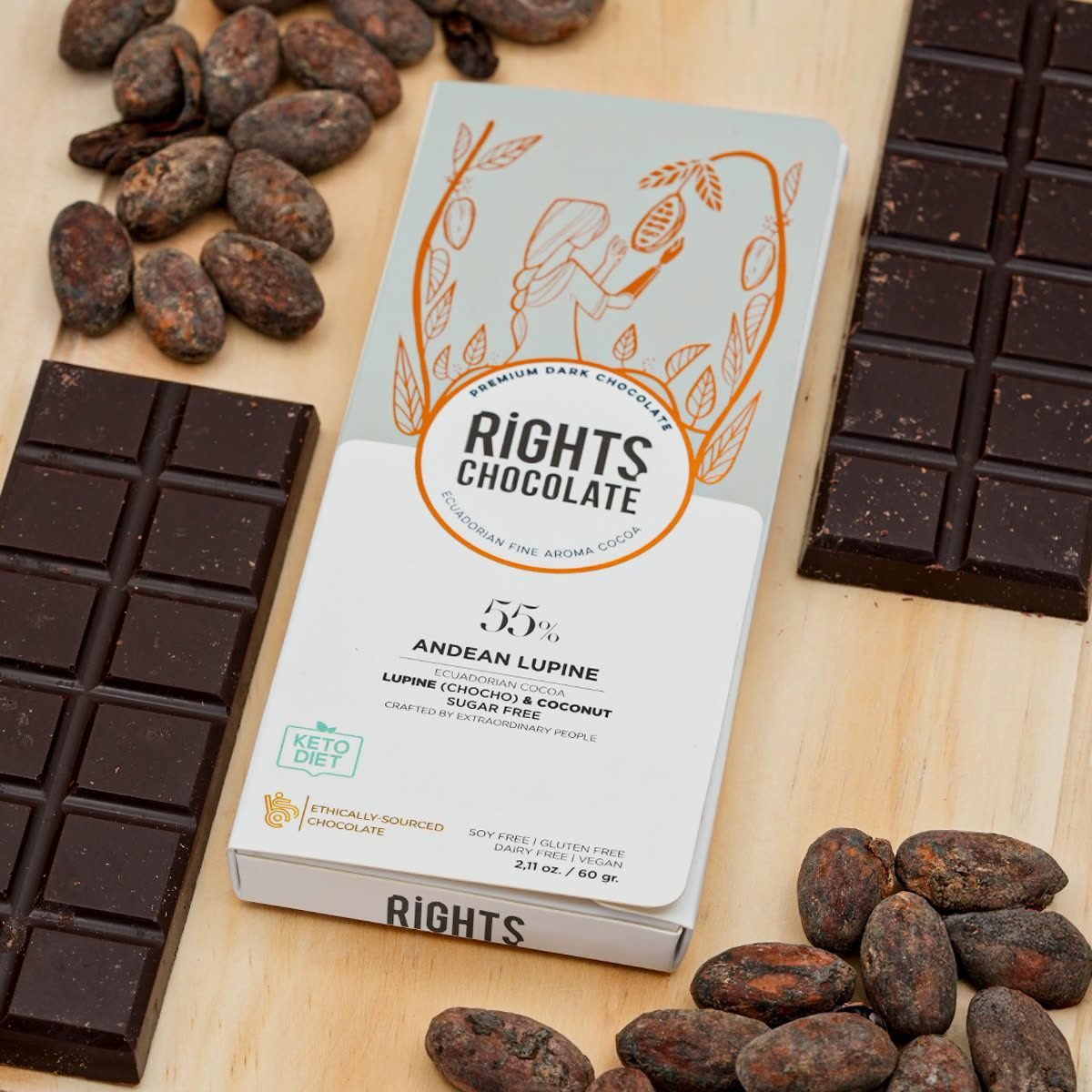 Barra Rights Proteína Andina 55 % con coco y chocho