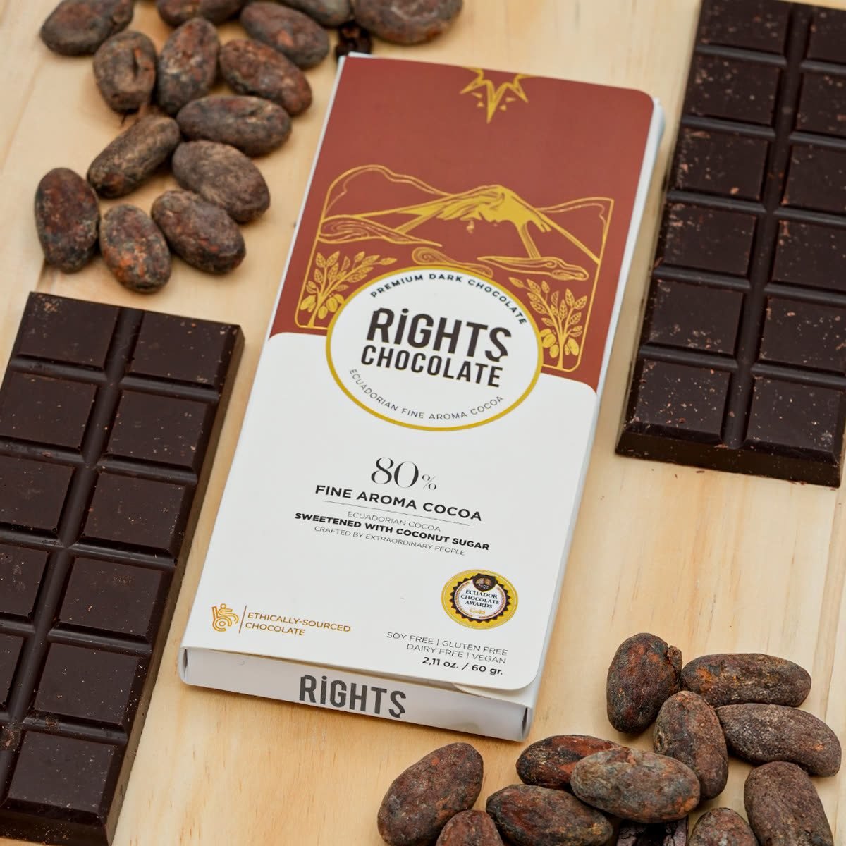 Barra Rights 80 % con azúcar de coco