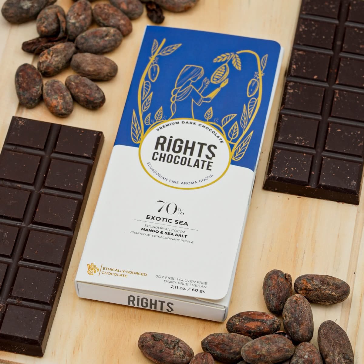 Barra Rights Mar Exótico 70 % con mango y sal marina