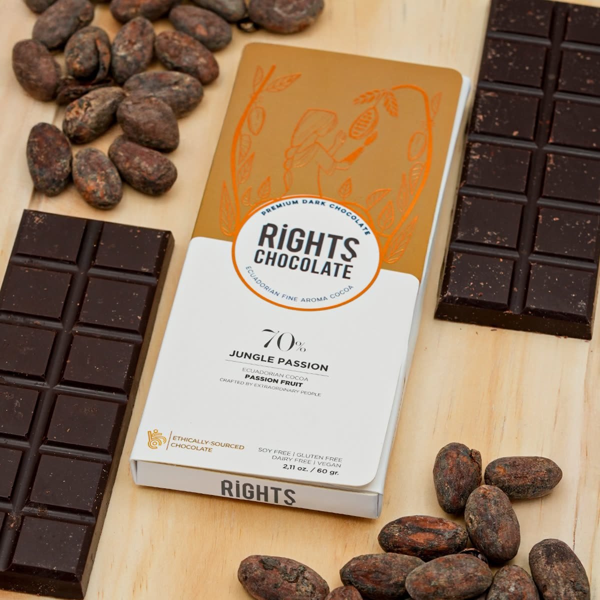 Barra Rights Pasión de la Selva 70 % con maracuyá